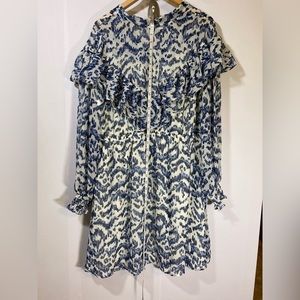 NWT ELOQUII ELEMENTS tie neck fit and flare dress Blue SZ 18